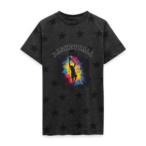 Basketball Slam Dunk Splash Design - Kid's 5 Star Print T-Shirt