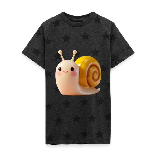 Sweet Cartoon Baby Snail Full of Joy - Kid's 5 Star Print T-Shirt