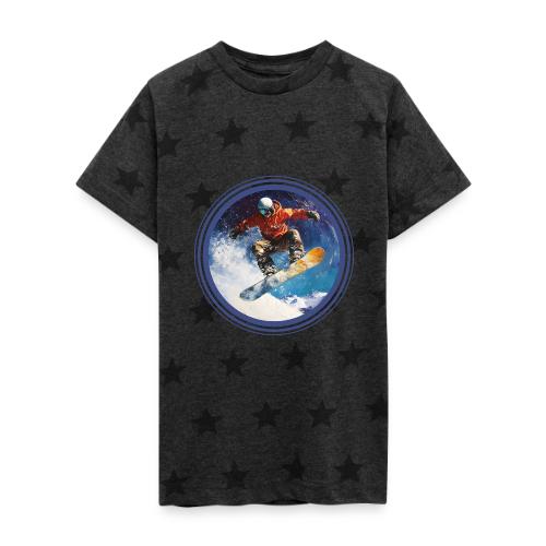 Snowboarding Rush - Kid's 5 Star Print T-Shirt