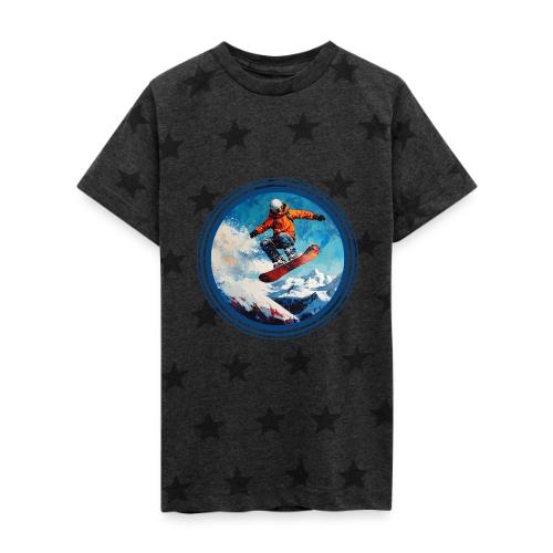 Snowboarding Vibes - Kid's 5 Star Print T-Shirt