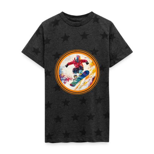 Snowboarding Horizon - Kid's 5 Star Print T-Shirt