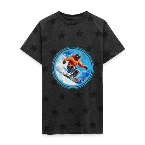Snowboarding Motion - Kid's 5 Star Print T-Shirt