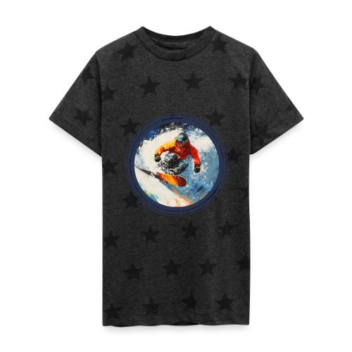 Snowboarding Rebel - Kid's 5 Star Print T-Shirt