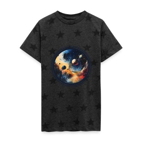 Chaotic Color Planets - Kid's 5 Star Print T-Shirt