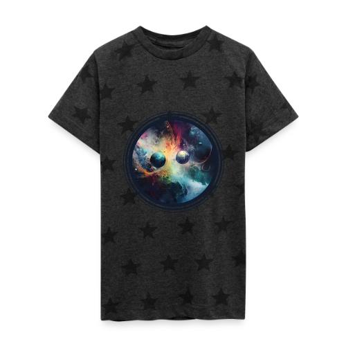 Chaotic Color Planets - Kid's 5 Star Print T-Shirt