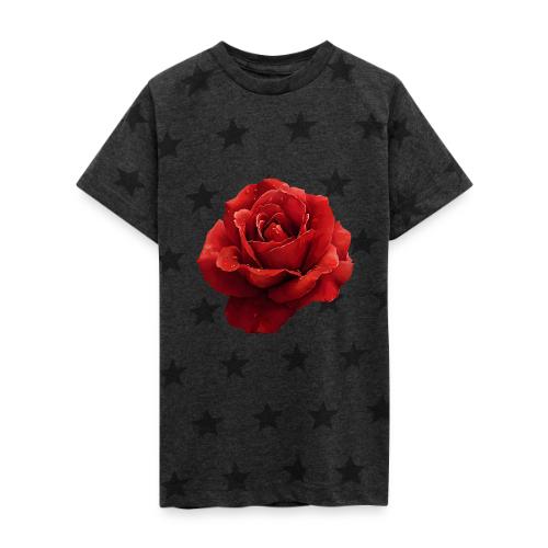 Rose: Crimson Dew Bloom - Kid's 5 Star Print T-Shirt