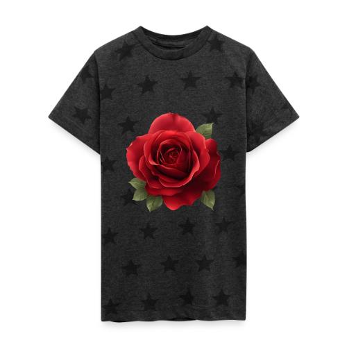 Rose: Crimson Bloom Elegance - Kid's 5 Star Print T-Shirt