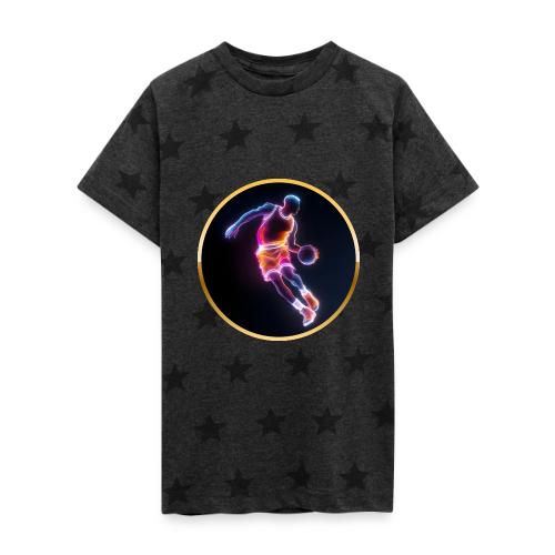 Neon Basketball Player - Kid's 5 Star Print T-Shirt