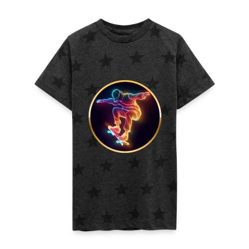 Skateboarding: Midnight Neon Skater - Kid's 5 Star Print T-Shirt