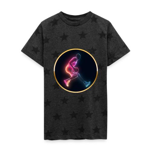 Basketball: Golden Court Glow - Kid's 5 Star Print T-Shirt