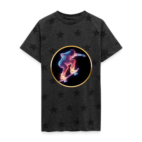 Skateboarding: Neon Skate Orbit - Kid's 5 Star Print T-Shirt