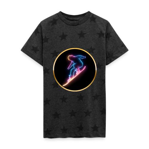 Snowboarding: Neon Snow Drift - Kid's 5 Star Print T-Shirt