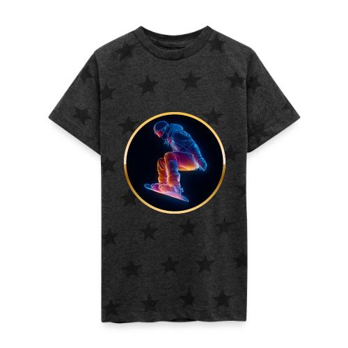 Snowboarding: Arctic Neon Leap - Kid's 5 Star Print T-Shirt