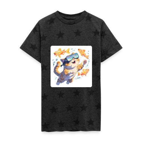 Cat: Neon Paws Adventure - Kid's 5 Star Print T-Shirt