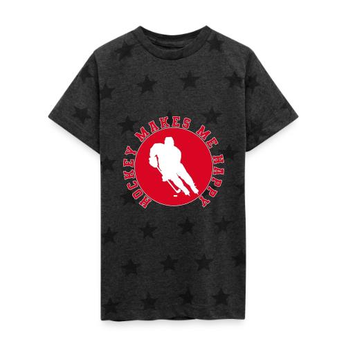 Hockey Makes Me Happy – Ice Hockey Fan Emblem - Kid's 5 Star Print T-Shirt