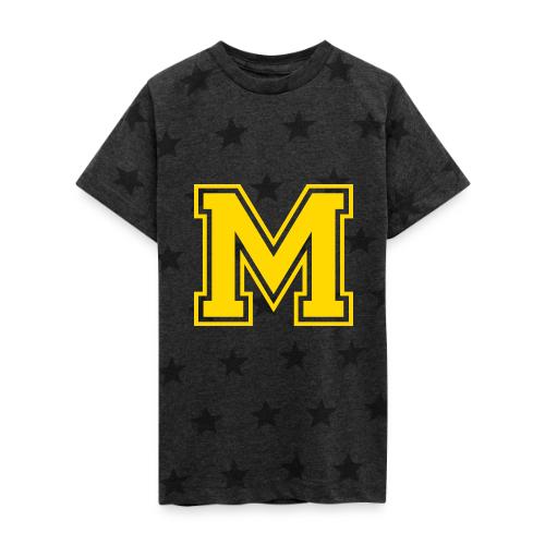 Letter M – Capital Athletic Alphabet Monogram - Kid's 5 Star Print T-Shirt