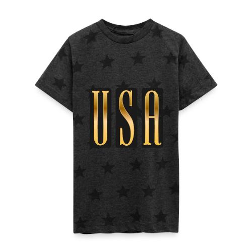 USA Gold Monolith - Kid's 5 Star Print T-Shirt