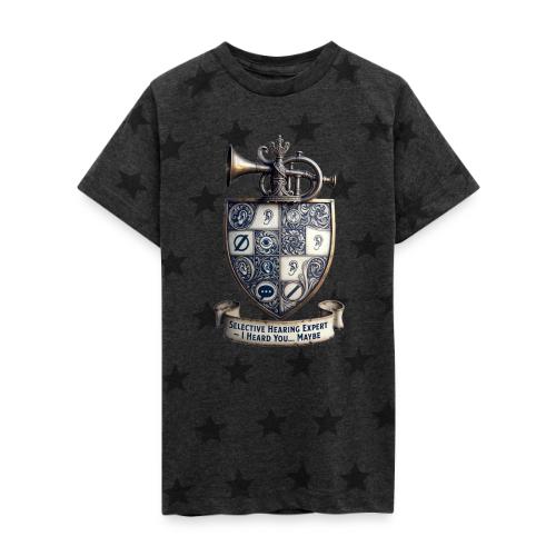 Selective Hearing Expert Crest T Shirt - Kid's 5 Star Print T-Shirt