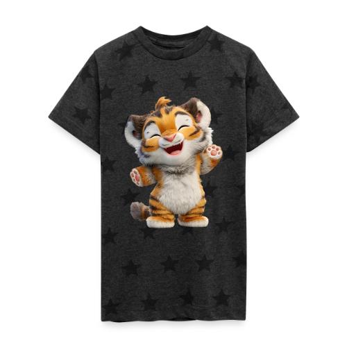Energetic Baby Tiger Standing with Joy - Kid's 5 Star Print T-Shirt
