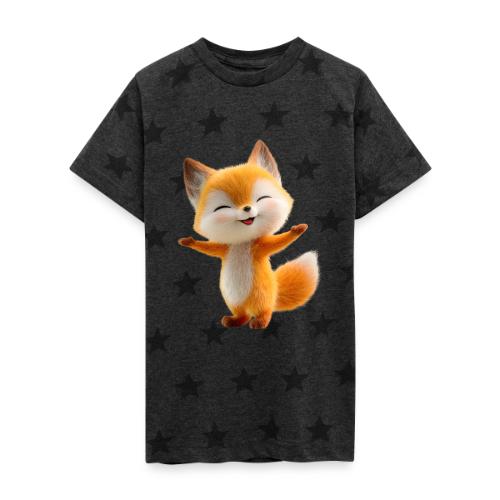 Cute 3D Cartoon Fox Standing Arms Up - Kid's 5 Star Print T-Shirt