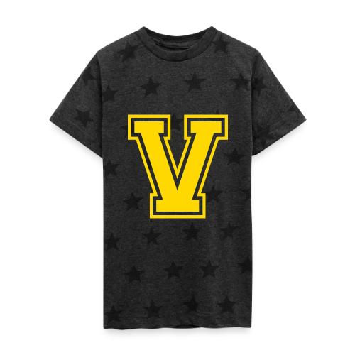 Letter V – Capital Athletic Alphabet Monogram - Kid's 5 Star Print T-Shirt