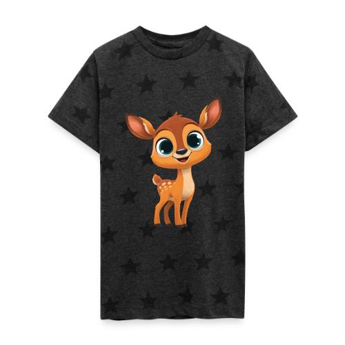 Cute Cartoon Deer with Joyful Big Eyes - Kid's 5 Star Print T-Shirt