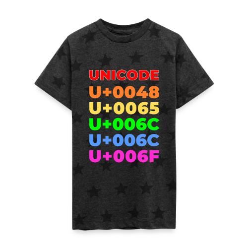 Hello, in unicode - Kid's 5 Star Print T-Shirt
