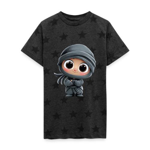 Cute Cartoon Baby Ninja Standing with Big Smile - Kid's 5 Star Print T-Shirt