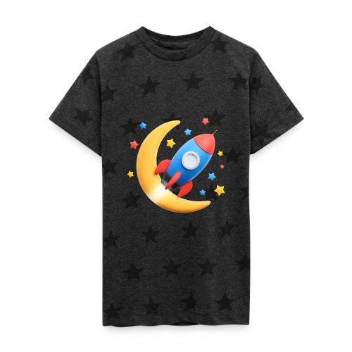 Rocket to the Crescent Moon - Kid's 5 Star Print T-Shirt