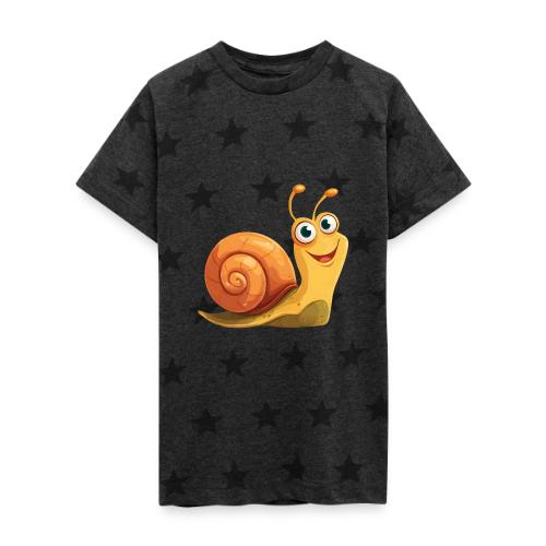 Happy Cartoon Snail with a Smile - Kid's 5 Star Print T-Shirt