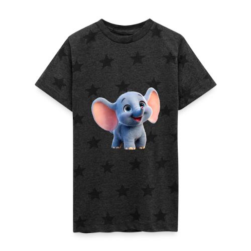Playful Baby Elephant with Big Eyes - Kid's 5 Star Print T-Shirt