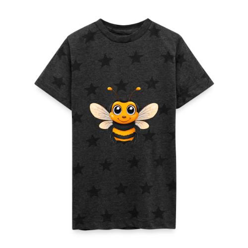 Happy Cartoon Baby Bee with Open Wings - Kid's 5 Star Print T-Shirt
