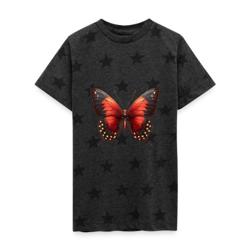 Bright Red, Black, and Yellow Butterfly - Kid's 5 Star Print T-Shirt