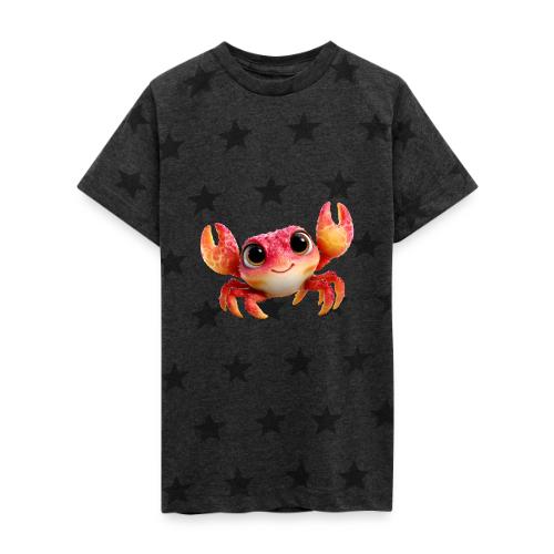 Cheerful Red Baby Crab Character - Kid's 5 Star Print T-Shirt