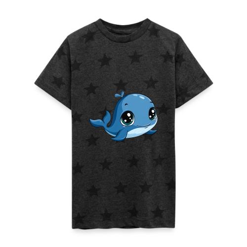 Smiling Blue Baby Whale - Kid's 5 Star Print T-Shirt
