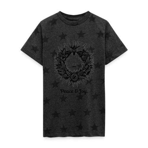 Peace & Joy T-Shirt | Minimalist Elegant Christmas - Kid's 5 Star Print T-Shirt