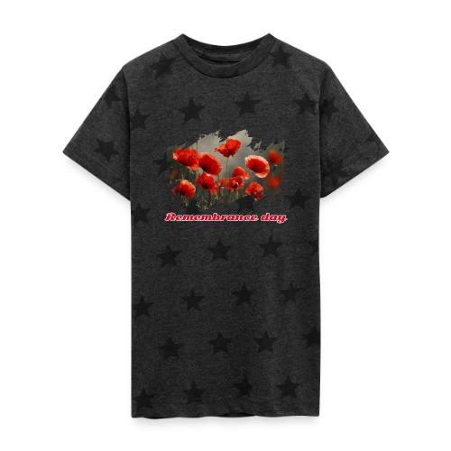 Remembrance Day with poppies - Kid's 5 Star Print T-Shirt
