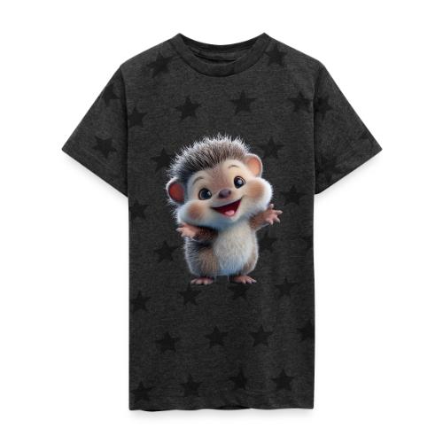 Playful Cartoon Hedgehog with Joyful Pose - Kid's 5 Star Print T-Shirt