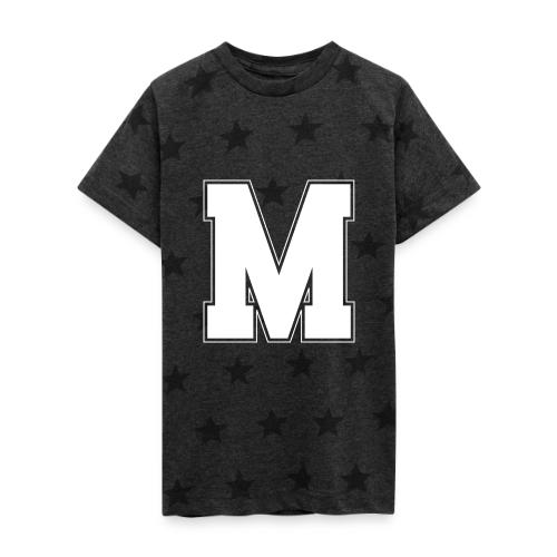 White Letter M – Varsity Alphabet Monogram - Kid's 5 Star Print T-Shirt