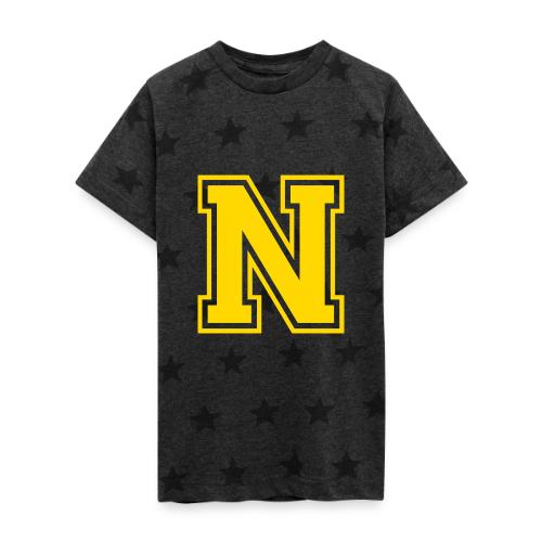 Letter N – Capital Athletic Alphabet Monogram - Kid's 5 Star Print T-Shirt
