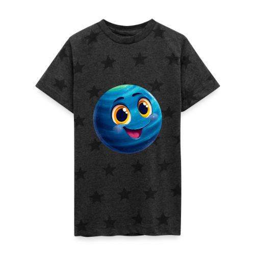 Smiling Blue Planet - Kid's 5 Star Print T-Shirt