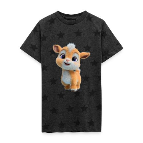 Cute Cartoon Baby Goat with Big Eyes - Kid's 5 Star Print T-Shirt