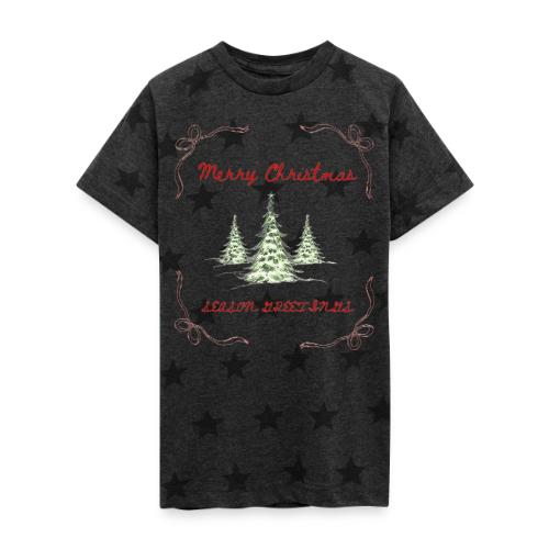 Beautiful Green Christmas Tree Graphic - Kid's 5 Star Print T-Shirt