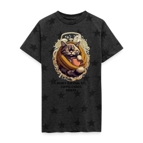 Powered by Sarcasm Cat Tee - Kid's 5 Star Print T-Shirt