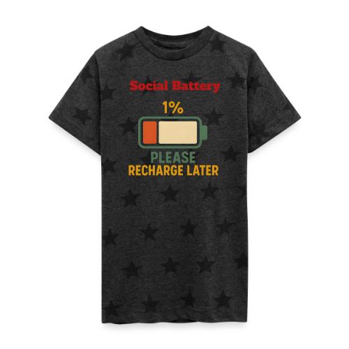 Social Battery 1 Percent Funny Saying tshirt - Kid's 5 Star Print T-Shirt