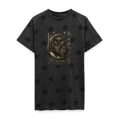 Moon Warrior Owl – Celestial Strength Tee - Kid's 5 Star Print T-Shirt