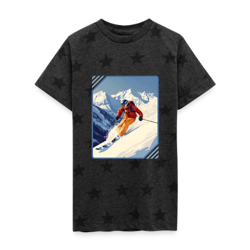 Mountain Skiing Vibes - Kid's 5 Star Print T-Shirt