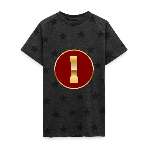 Number 1 in Gold Varsity Font - Kid's 5 Star Print T-Shirt