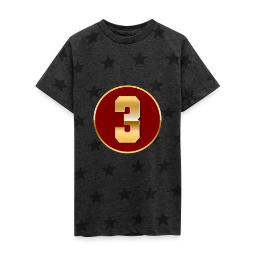 Number 3 in Gold Varsity Font - Kid's 5 Star Print T-Shirt