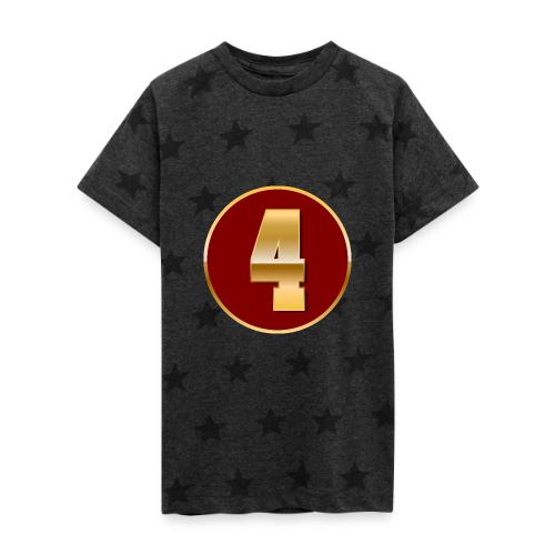 Number 4 in Gold Varsity Font - Kid's 5 Star Print T-Shirt